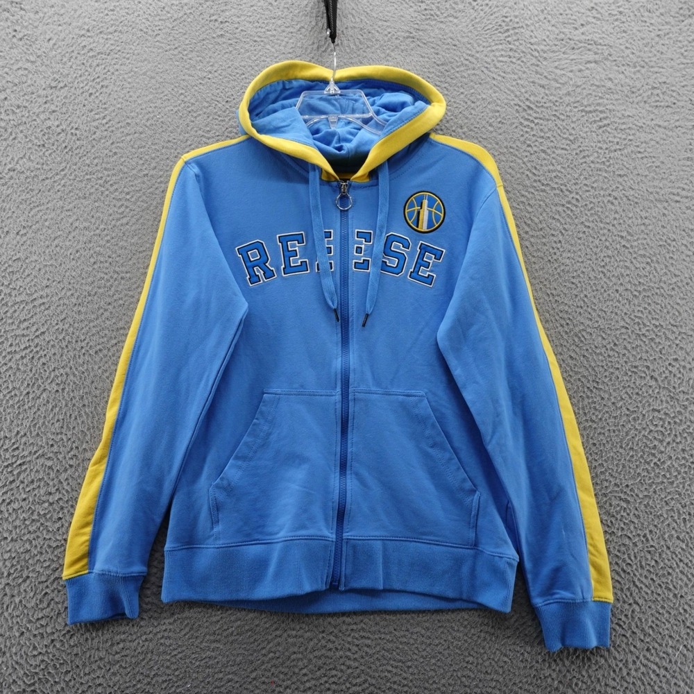 WNBA Angel Reese Chicago Sky FISLL Full Zip Hoodie Blue Yellow Womens Medium NEW